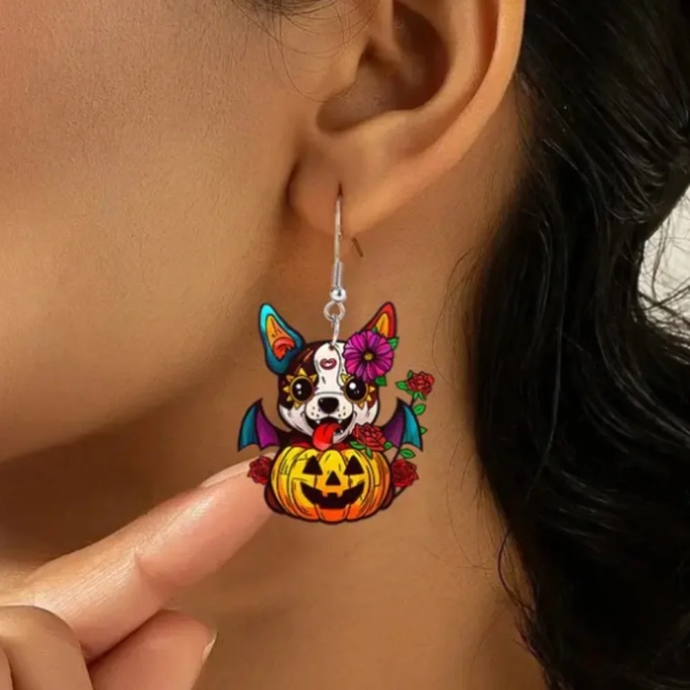 Halloween Puppy & Pumpkin Earrings